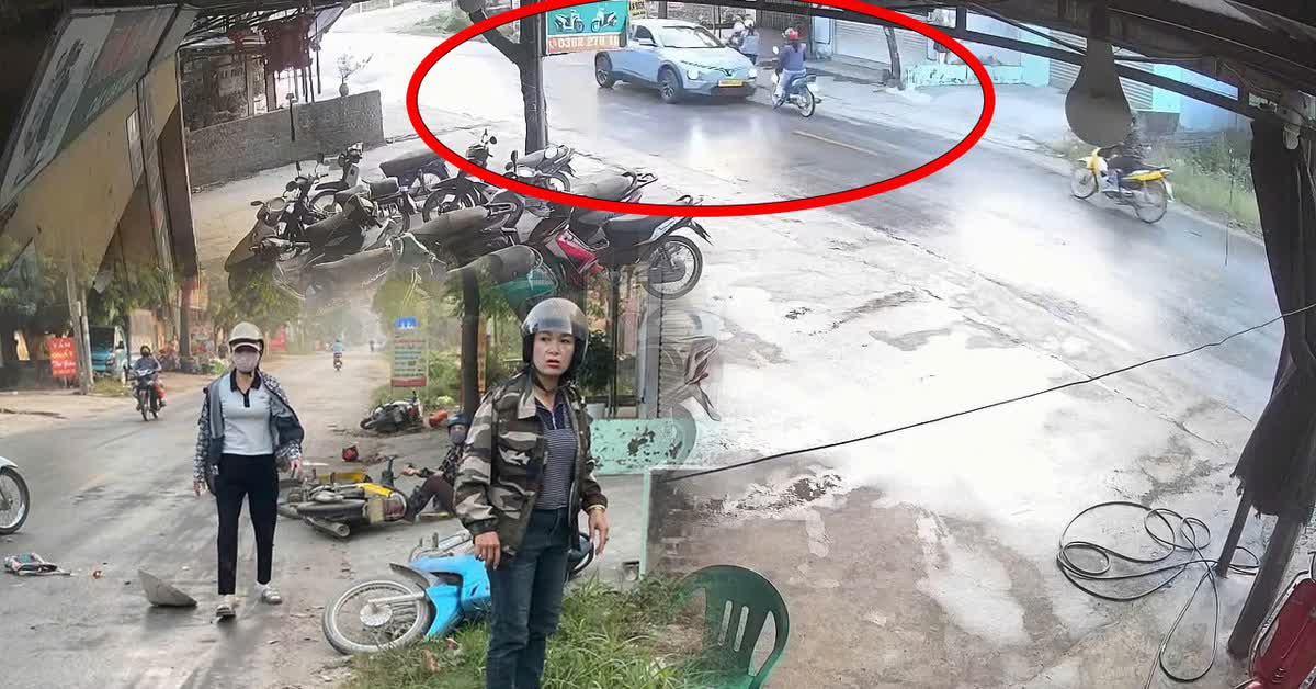 Camera ghi lại khoảnh khắc ô tô lấn làn trước khi tông liên hoàn 3 xe máy